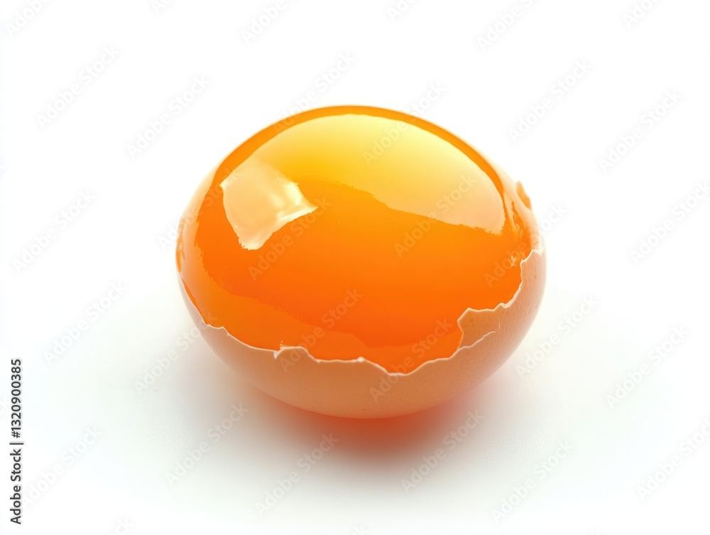 Poster a cracked orange eggshell with a hole, ideal for use as a metaphor or symbol