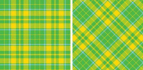 Cool Green Seamless Tartan with Soft Sunflower Yellow accents Fabric Design