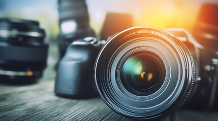 Close-up of professional photography equipment