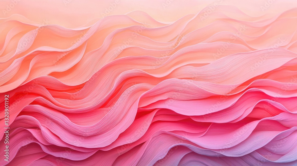 Aufkleber Minimalist graphic design abstract background concept. An abstract image featuring flowing layers of soft pink and coral hues.