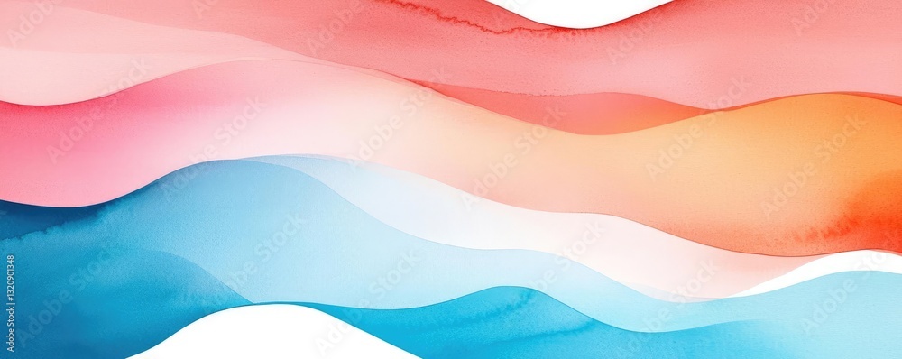 Aufkleber Digital watercolor painting abstract background idea. Abstract waves in vibrant colors creating a soothing and dynamic background effect.