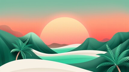 A modern yet retro summer poster featuring dynamic graphic elements, vintage color gradients, and playful design motifs that exude nostalgia.