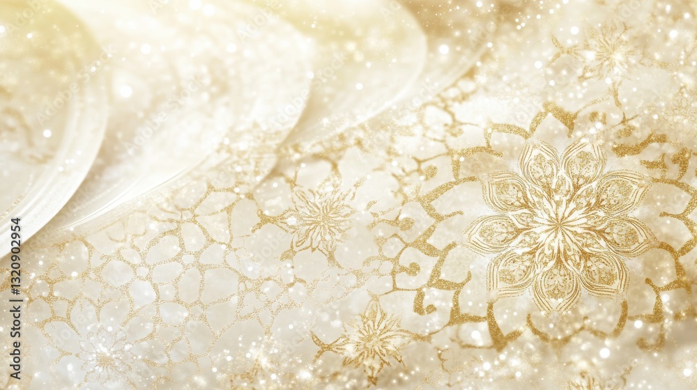 Poster elegant golden floral patterns with sparkling effects on a soft abstract background for design and d