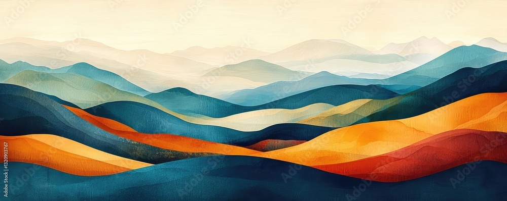 Aufkleber abstract landscape background idea. stunning abstract mountains with vibrant colors and gentle slope