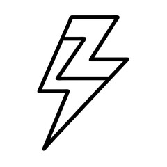 Minimalist line drawing of a lightning bolt, symbolizing electricity and stormy weather