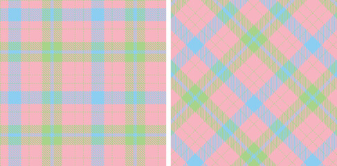 Soft Mint Green and Dusty Soft Pink Seamless Tartan Fabric Design