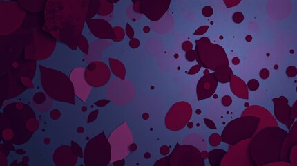 Overhead bird’s-eye view illustration, rich burgundy and deep blue. Sophisticated