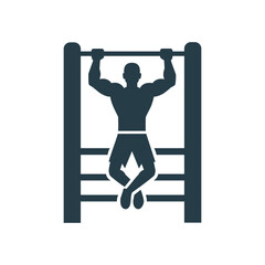 minimal Pull-ups exercise isolated on the horizontal bar icon, simple style vector illustration with background