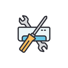 Air conditioner service colored icons, minimalist vector illustration ,simple transparent graphic element .Isolated on white background