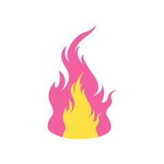 Fire flame symbol. Bonfire vector illustration. Pink yellow fire icon	
