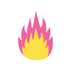 Fire flame symbol. Bonfire vector illustration. Pink yellow fire icon	
