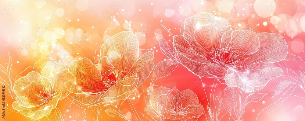 Poster floral illustration abstract background concept. a beautiful blending of soft floral patterns in ora