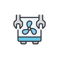 Air conditioner service colored icons, minimalist vector illustration ,simple transparent graphic element .Isolated on white background
