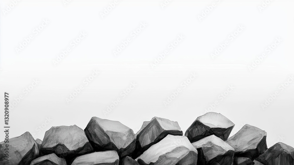 Poster ink illustration abstract background concept. a collection of rocks arranged against a soft, neutral