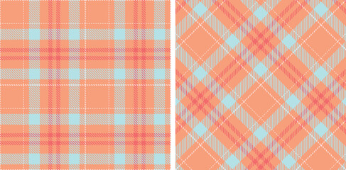 Spring Seamless Tartan featuring Dusty Peach and Soft Very Light Pink Fabric Design