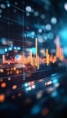 Fototapeta premium Glowing Financial Chart with Bokeh Effect Symbolizing Growth and Innovation in Finance and Banking