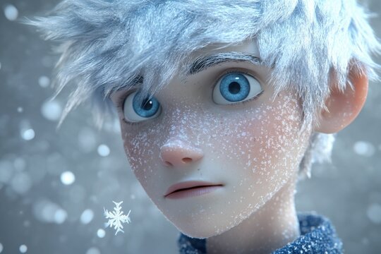 Jack Frost: A 3D Rendered Character Representing Winter, Cold, and Snow