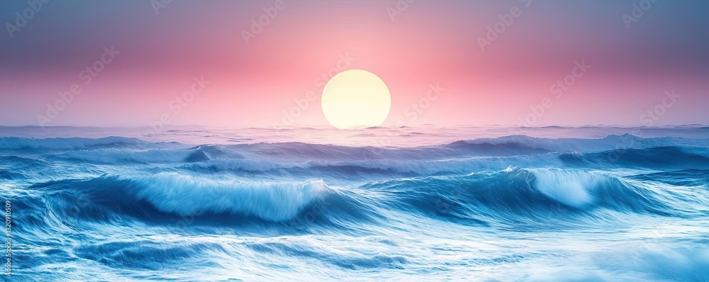 Poster seascape abstract background idea. stunning sunset over ocean waves, creating a serene and tranquil 