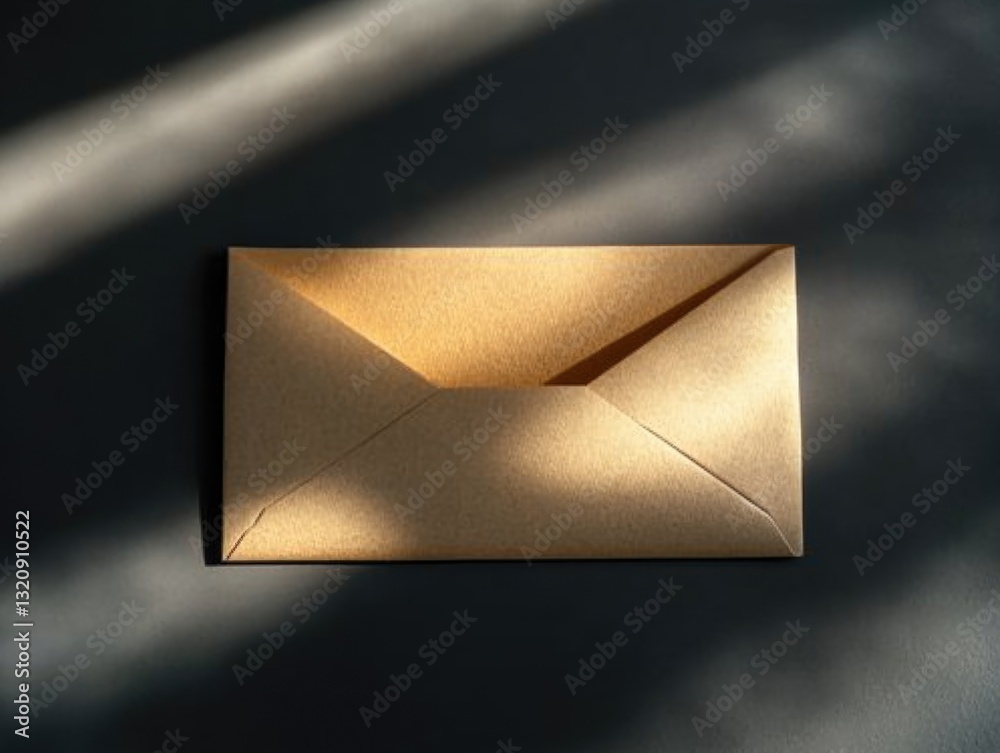 Aufkleber A simple open envelope on a blue surface with no contents visible