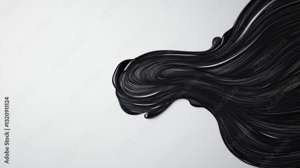 Poster Ink illustration abstract background concept. Abstract black paint strokes creating an artistic design on a light backdrop.