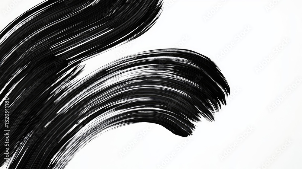 Poster ink illustration abstract background concept. abstract black brush strokes on a white canvas for cre