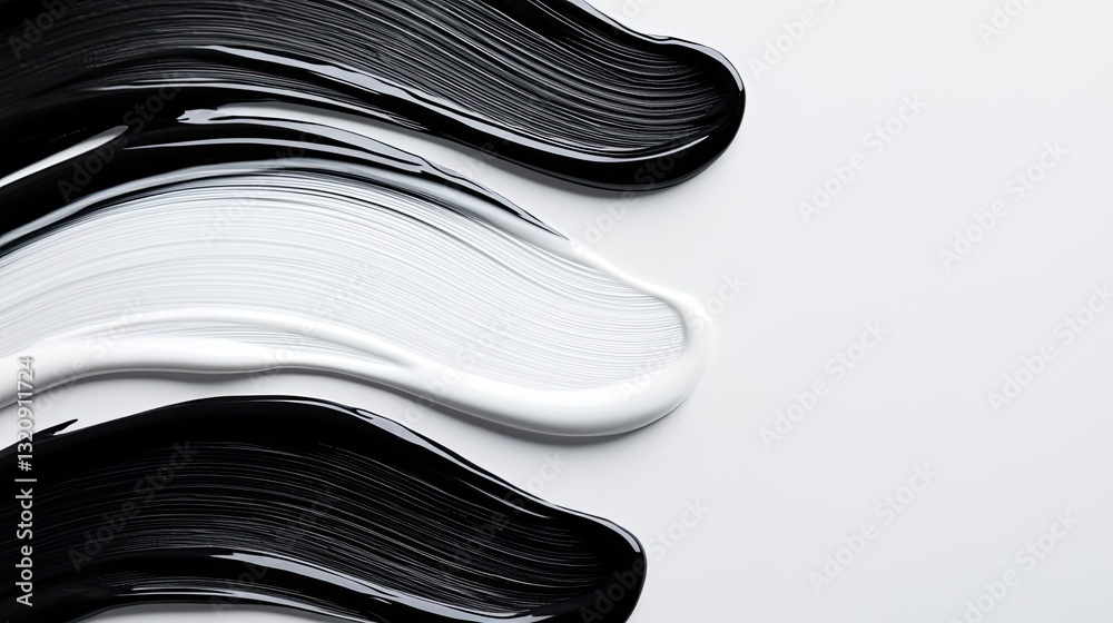 Poster ink illustration abstract background concept. strokes of black and white paint create an abstract, a