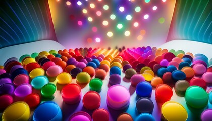 The playful arrangement creates a vibrant visual rhythm.  