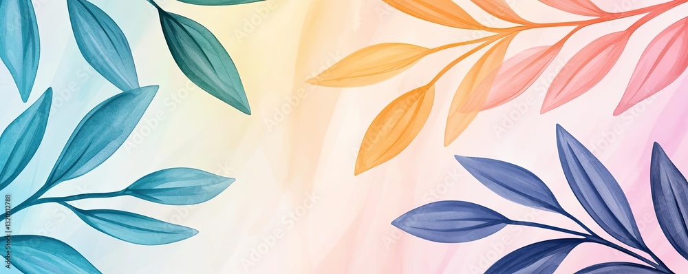 Poster minimalist graphic design abstract background concept. a vibrant illustration of colorful leaves fra