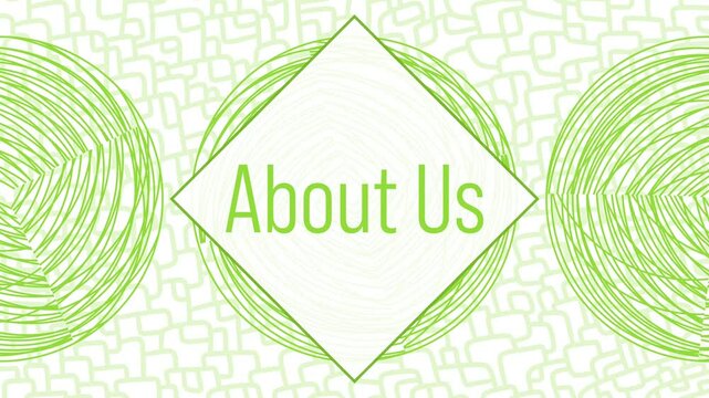 About Us Green Circular Rotation Square Text 