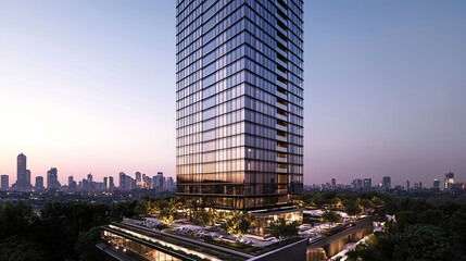 Obraz premium Modern skyscraper with stunning city views.