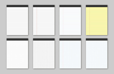 Set of notepads graphic and lined editable stroke with shadow. Vector