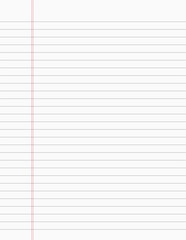 Notepad gray sheet paper lined with double margin editable stroke. Vector