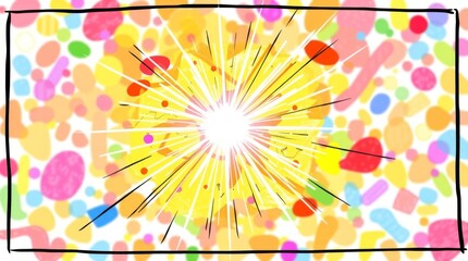 A colorful sketchnote-style hand-drawn illustration featuring bright lens flare