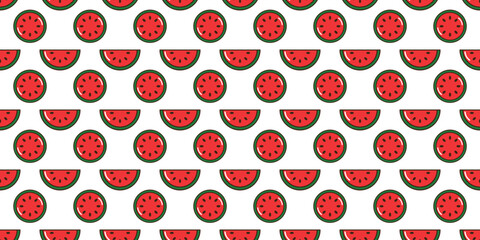 Watermelon seamless pattern background, vector illustration of watermelon slices, suitable for wallpaper, background, and packaging
