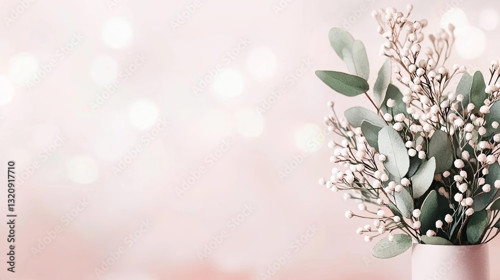 Aufkleber floral illustration abstract background concept. a subtle arrangement of delicate flowers and greene