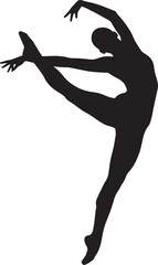 Fototapeta premium Silhouette of a Graceful Ballet Dancer in an Extended Leg Pose