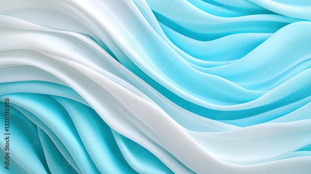Poster seascape abstract background idea. a vibrant abstract pattern of flowing blue and white fabric waves