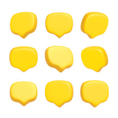 Render 3D illustration of Yellow speech bubble. Mate speech bubble high quality vector.