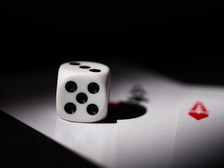 Aces playing cards and dice