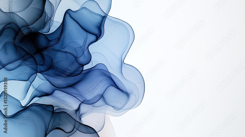 Poster ink illustration abstract background concept. abstract blue smoke design with a soft, flowing appear