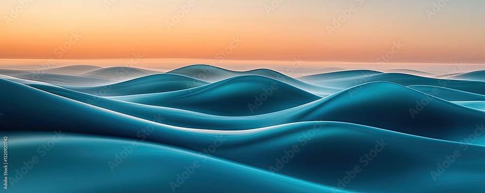 Aufkleber seascape abstract background idea. serene ocean waves gently rolling under a vibrant sunset sky.