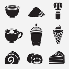 set of matcha good for icon, logo, element design, silhouette design, etc