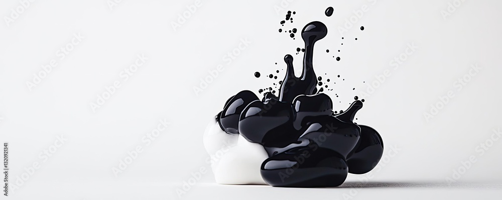 Poster Ink illustration abstract background concept. Abstract ink splash creating unique shapes on a clean background.