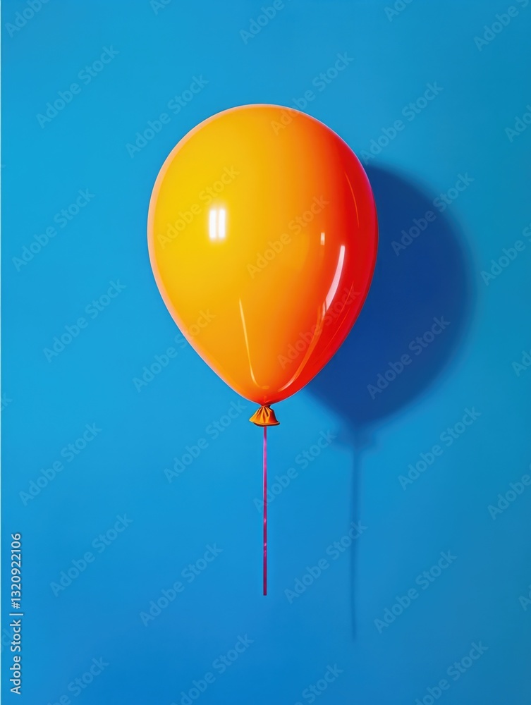 Poster an orange balloon floats in mid-air against a bright blue background, perfect for adding a pop of co
