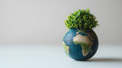 A beautifully designed plant growing inside a transparent globe symbolizing sustainability and environmental awareness