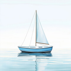 A tranquil sailboat gliding across calm waters under a clear sky, evoking peace and serenity in a beautiful marine setting.