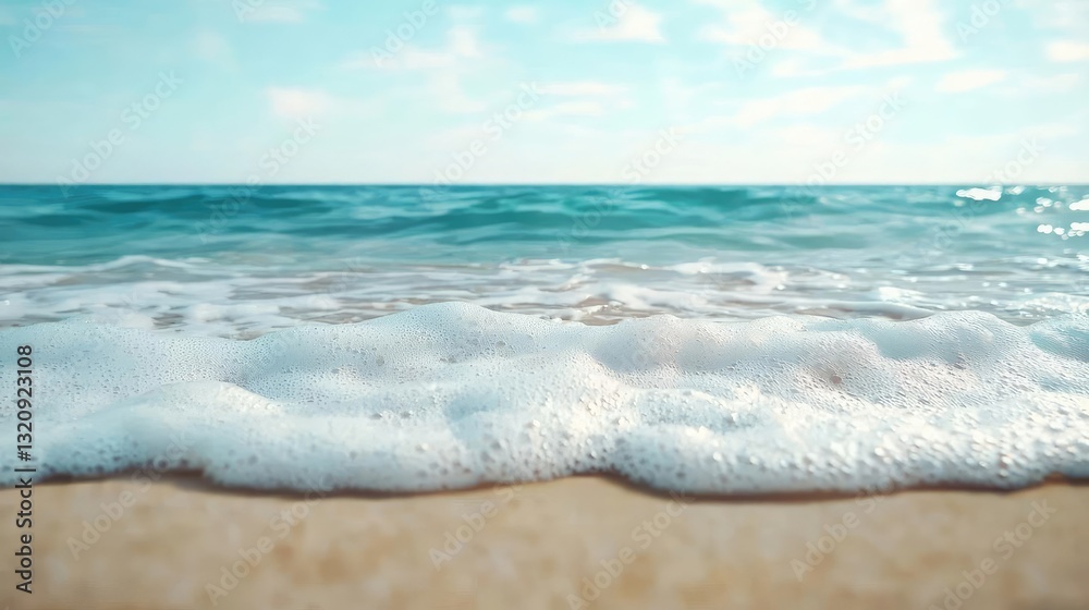 Poster seascape abstract background idea. a tranquil beach scene with gentle waves lapping at the shore und