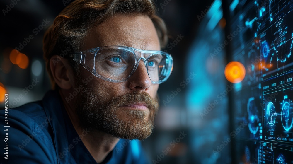 Poster Engineers in a modern manufacturing facility closely observe automation data on advanced screens, exploring potential efficiencies in steel and aluminum production processes.
