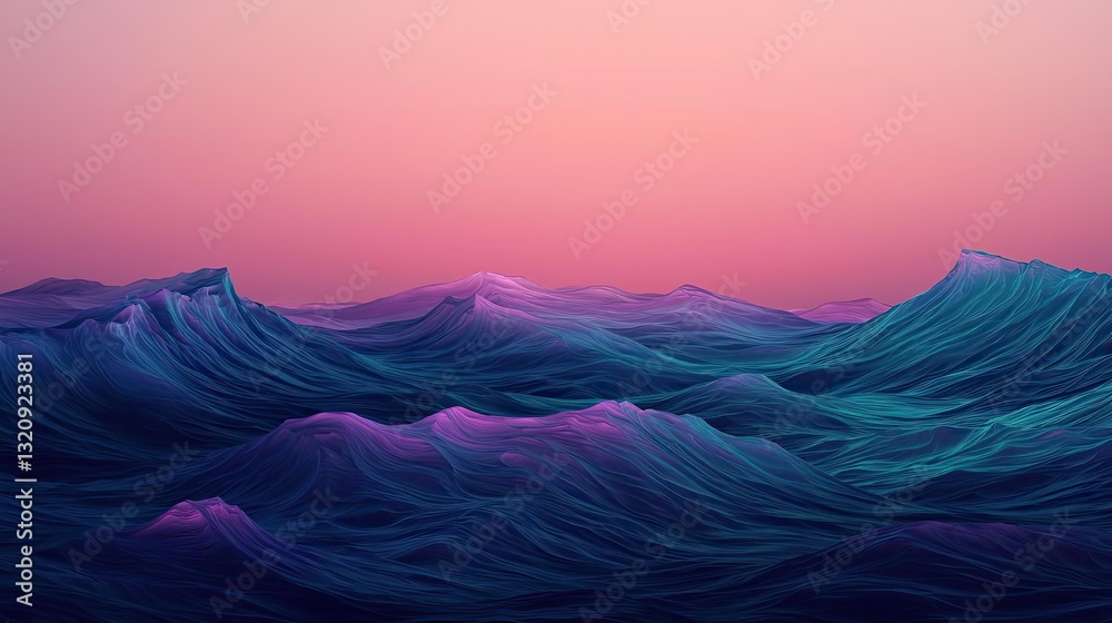 Poster seascape abstract background idea. colorful waves in tranquil sea at sunset, creating a mesmerizing 