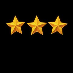 Fototapeta premium Four Golden Stars on Black Background, Rating and Review Concept , gold star on black background